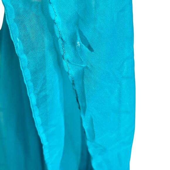 Vintage Nylon Ruffle Baby Doll Blue Sleeveless Nightgown 70's Style - Picture 8 of 9